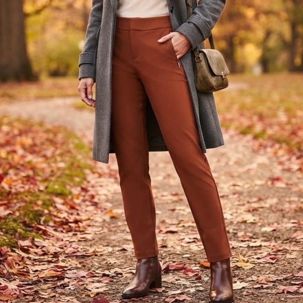 Athleta Stellar Skinny Trouser Womens 2 Rust Orange Workwear, career office Pant